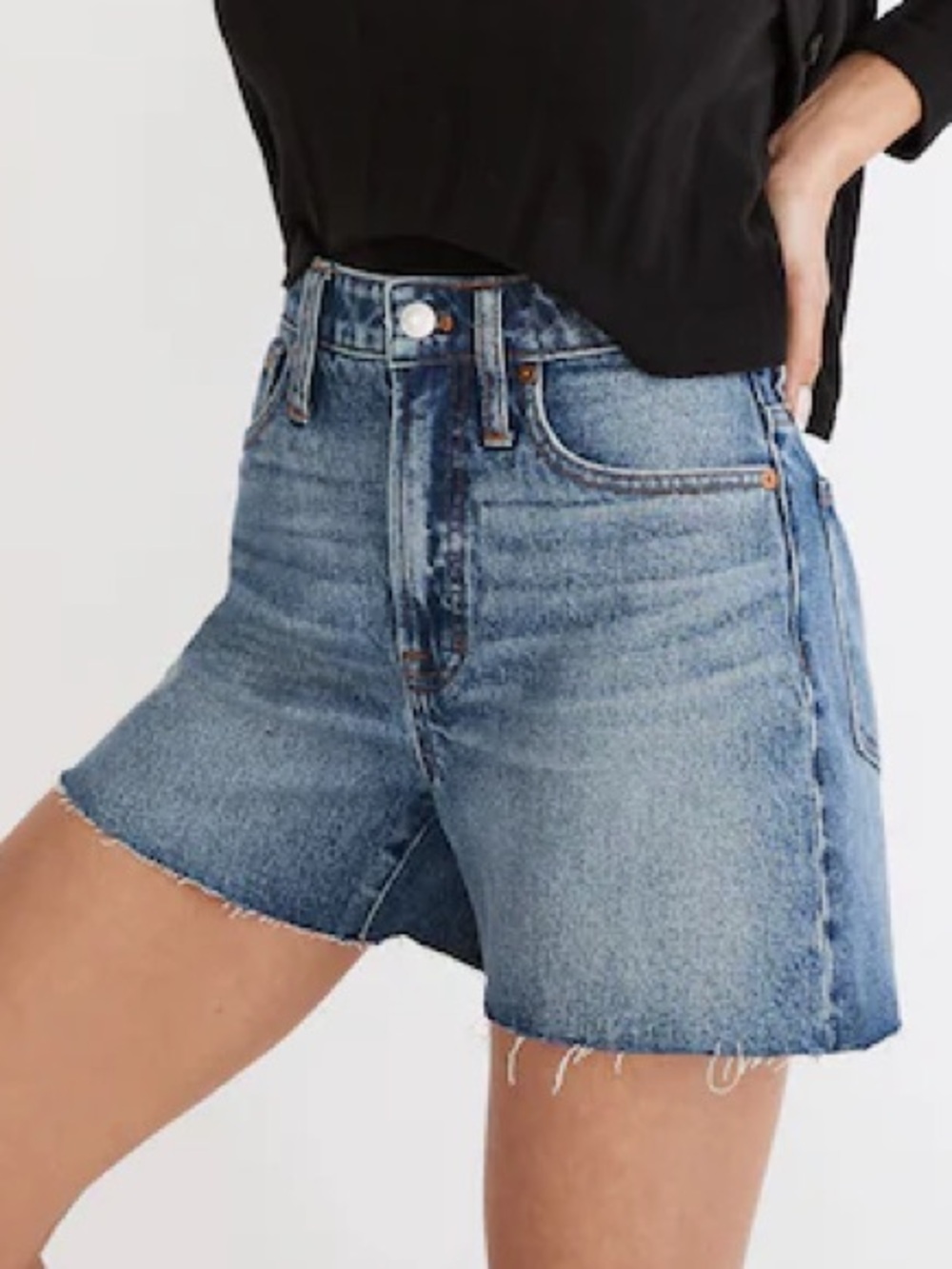 Madewell Medium Wash Curvy Perfect Vintage Cutoff Jean Shorts
